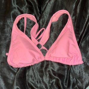 Pink target triangle bikini top